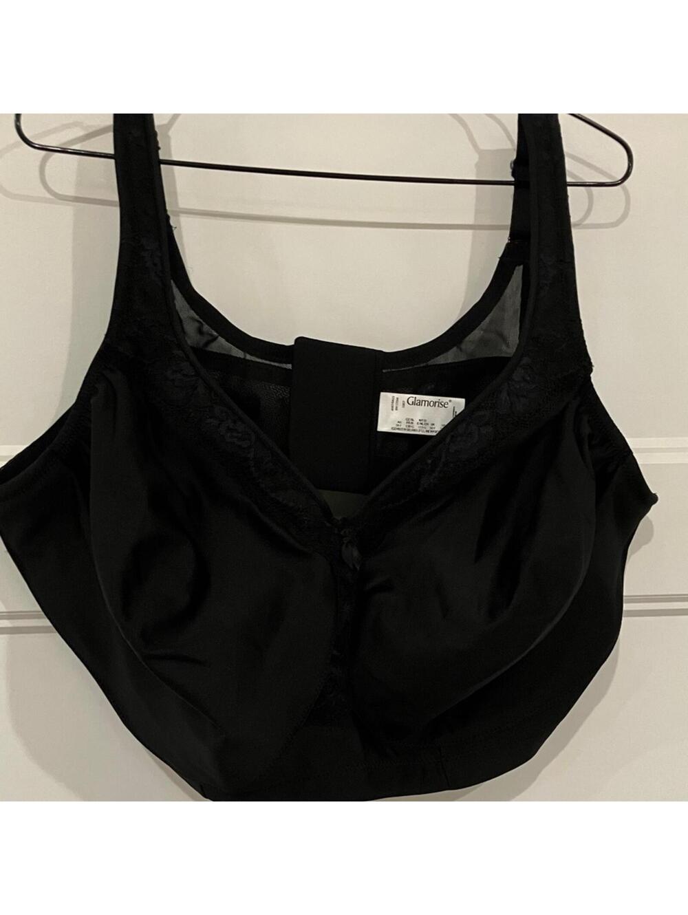 NWT Glamorise Black/NWOTWhite Support Bra with Wide Straps